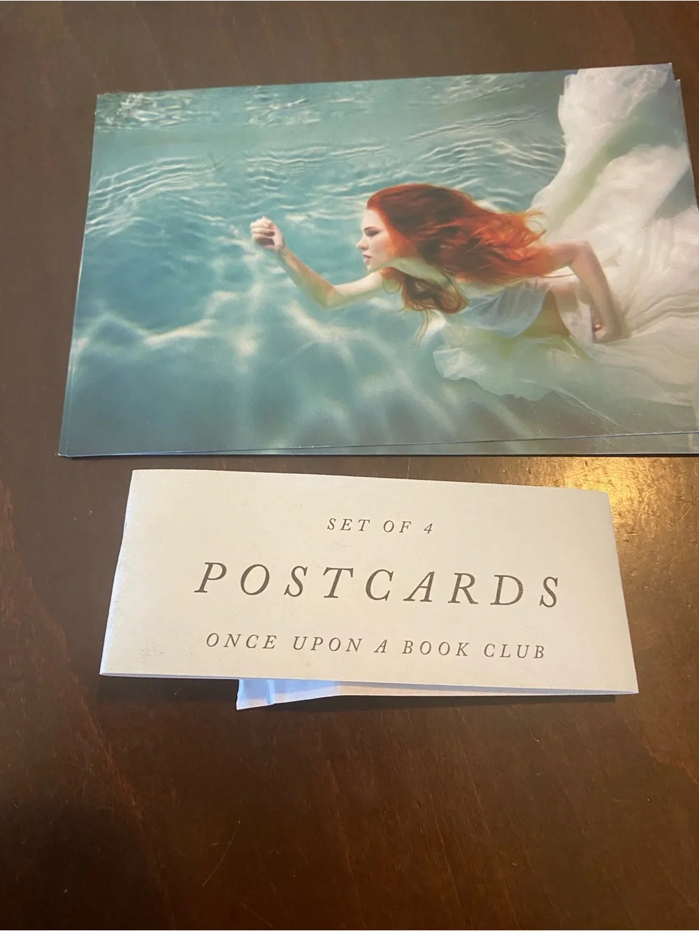 Postcards Set of 4 - Teal & Red Mermaid Design